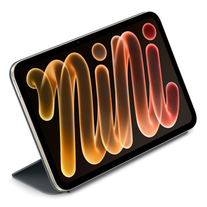 Smart Folio for iPad mini, navy blue colour, folded behind iPad mini, supporting viewing angle