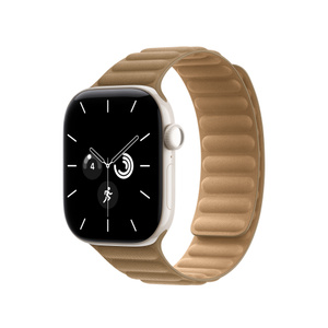 Bracelet à maillons magnétique, couleur camel (beige doré), micro-sergé côtelé, fermoir magnétique superposé