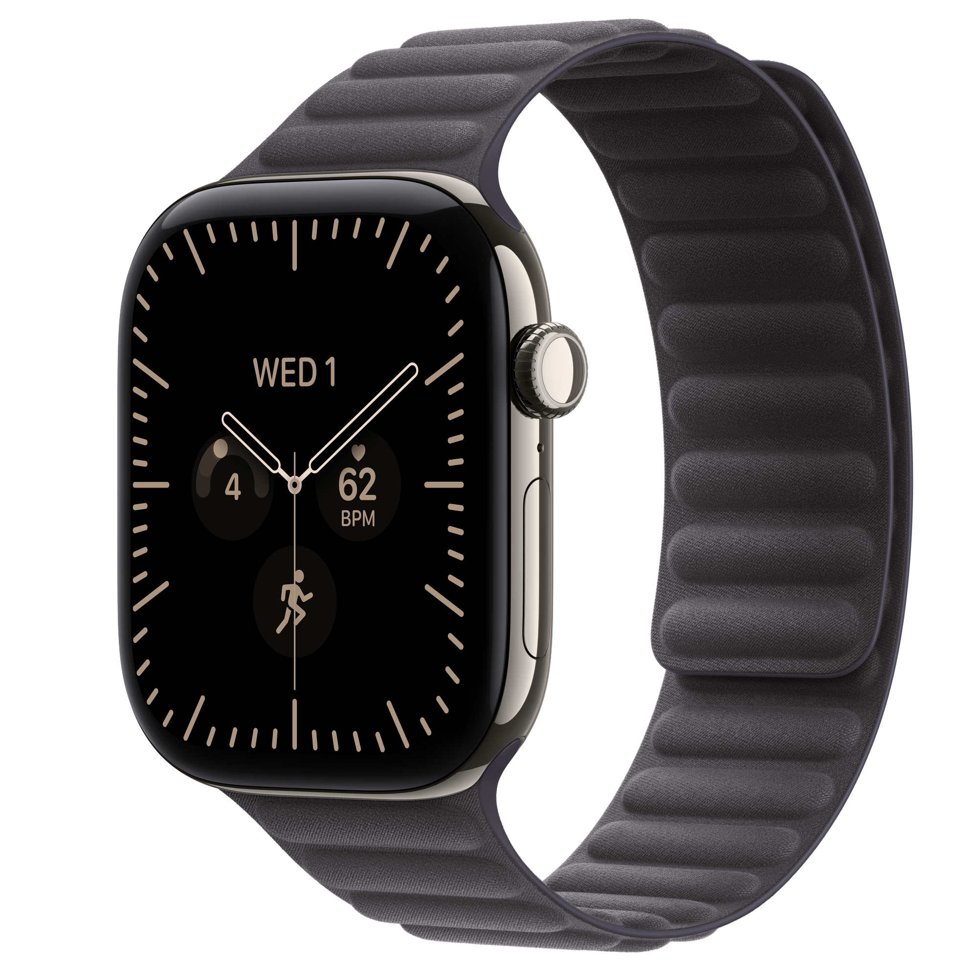 Apple Watch Series 12 GPS + Cellular, 46mm Natural Titanium Case with Midnight Magnetic Link - M/L