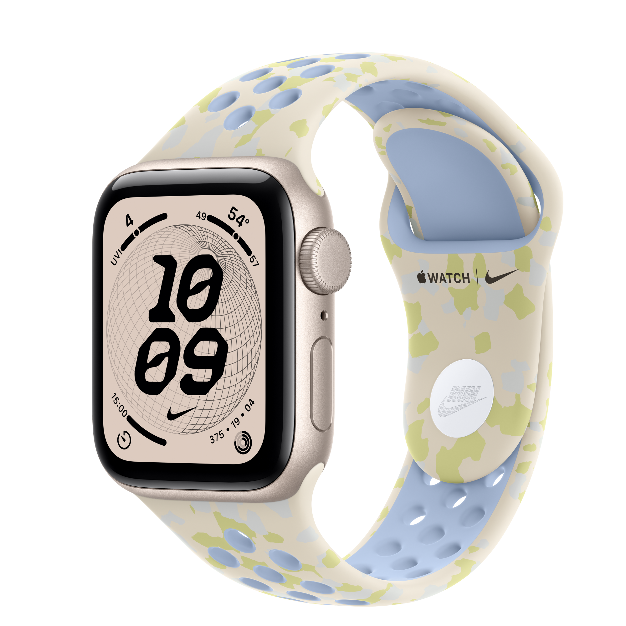 Apple Watch SE 3 GPS, 40mm Starlight Aluminum Case with Chalk Calm Nike Sport Band - S/M
