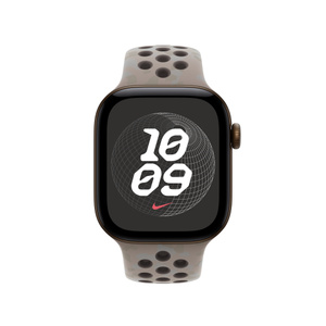 Bracelet sport Nike, gris asphalte (gris pâle sur le dessus, gris foncé en-dessous, motif subtil aux formes organiques), en caoutchouc perforé