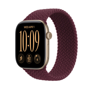 Braided Solo Loop band, burgundy color (dark red), woven yarn-wrapped silicone threads, no clasp or buckle