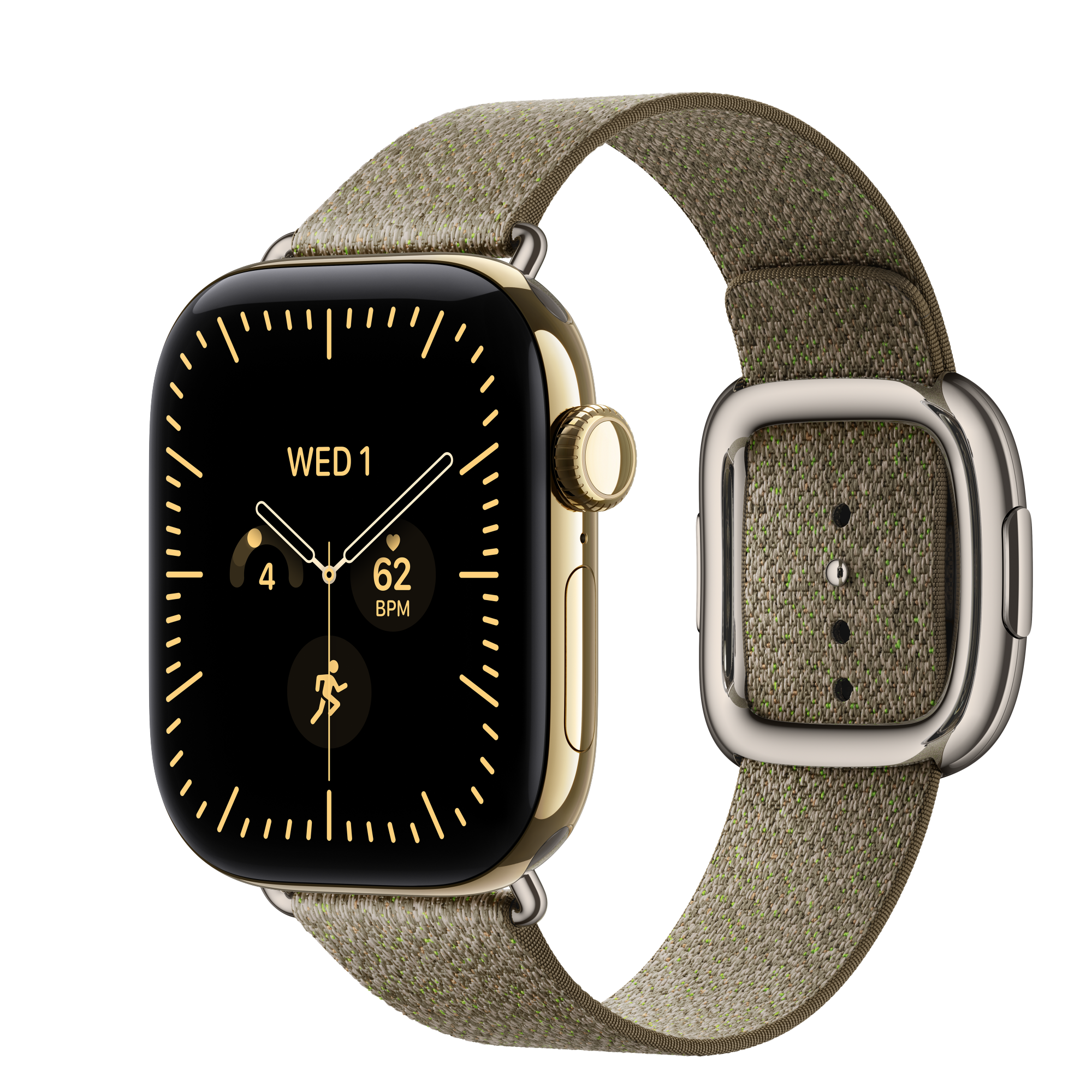 Apple Watch Series 12 GPS + Cellular, 42mm Radiant Gold Titanium Case with Sage Modern Buckle - Medium