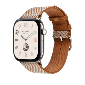 45㎜　Apple Watch エルメス　ブラウン　ドゥブルトゥール Apple Watch Hermès - 46mm Gold/Écru Toile H Single Tour