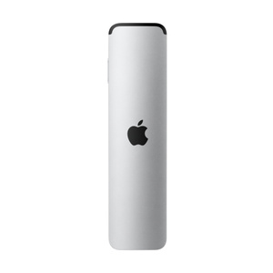 Apple TV Remote, back, with engraved Apple logo. IR transmitter on top.