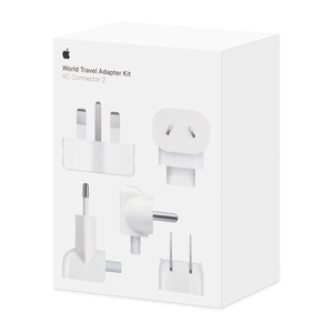 Apple Internationale Reisstekker, kleur wit, set van vijf stekkers voor stopcontacten over de hele wereld.
