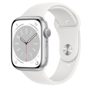 Buy Apple Watch Series 8 GPS, 45mm Silver Aluminum Case with White Sport  Band - M/L - Apple