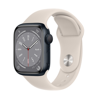 Buy Apple Watch Series 8 GPS, 41mm Midnight Aluminum Case with Starlight Sport  Band - M/L - Apple