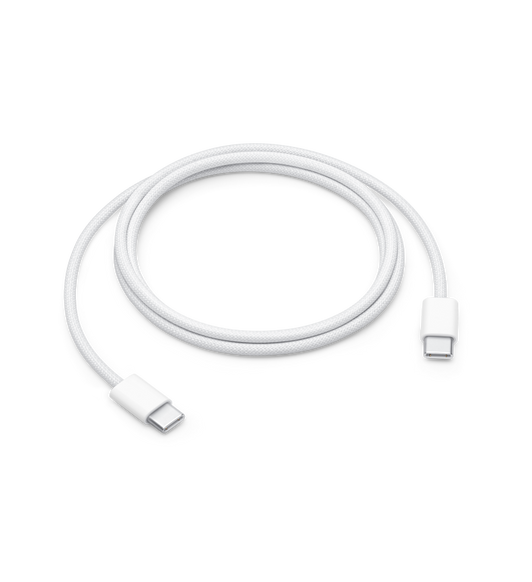Top view of the cable placed in a coiled position with USB-C connectors at both ends.