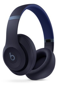 Beats Studio Pro Wireless Headphones in Navy, with ultra-plush engineered leather cushions for extended comfort and durability.