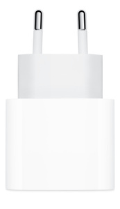 Lateral do adaptador de energia de 20W na cor branca