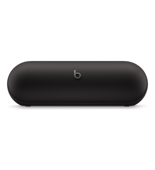 Beats Pill trådlös Bluetooth®-högtalare i matt svart, sedd framifrån med en 20-graders lutning uppåt för bästa möjliga ljudkvalitet.