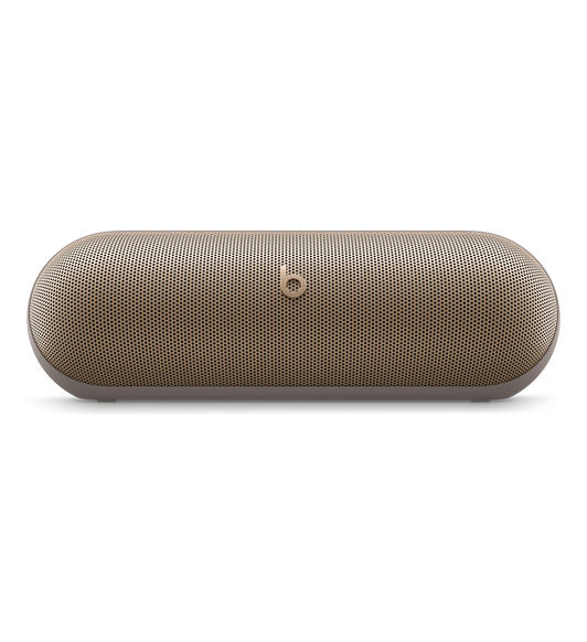 Beats Pill trådlös Bluetooth®-högtalare i champagne/guld, sedd framifrån med en 20-graders lutning uppåt för bästa möjliga ljudkvalitet.