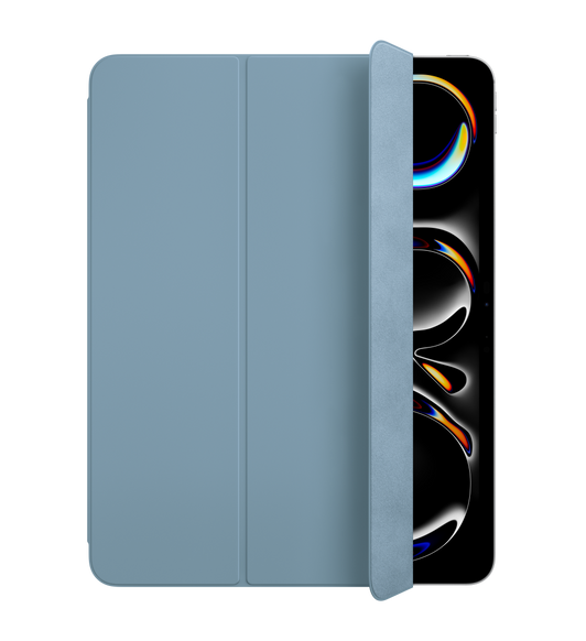 Smart Folio for iPad Pro in Denim shown with one panel folded back to reveal iPad screen