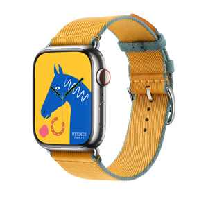 Apple Watch Hermès - 45mm Jaune d'Or/Bleu Jean Twill Jump Single