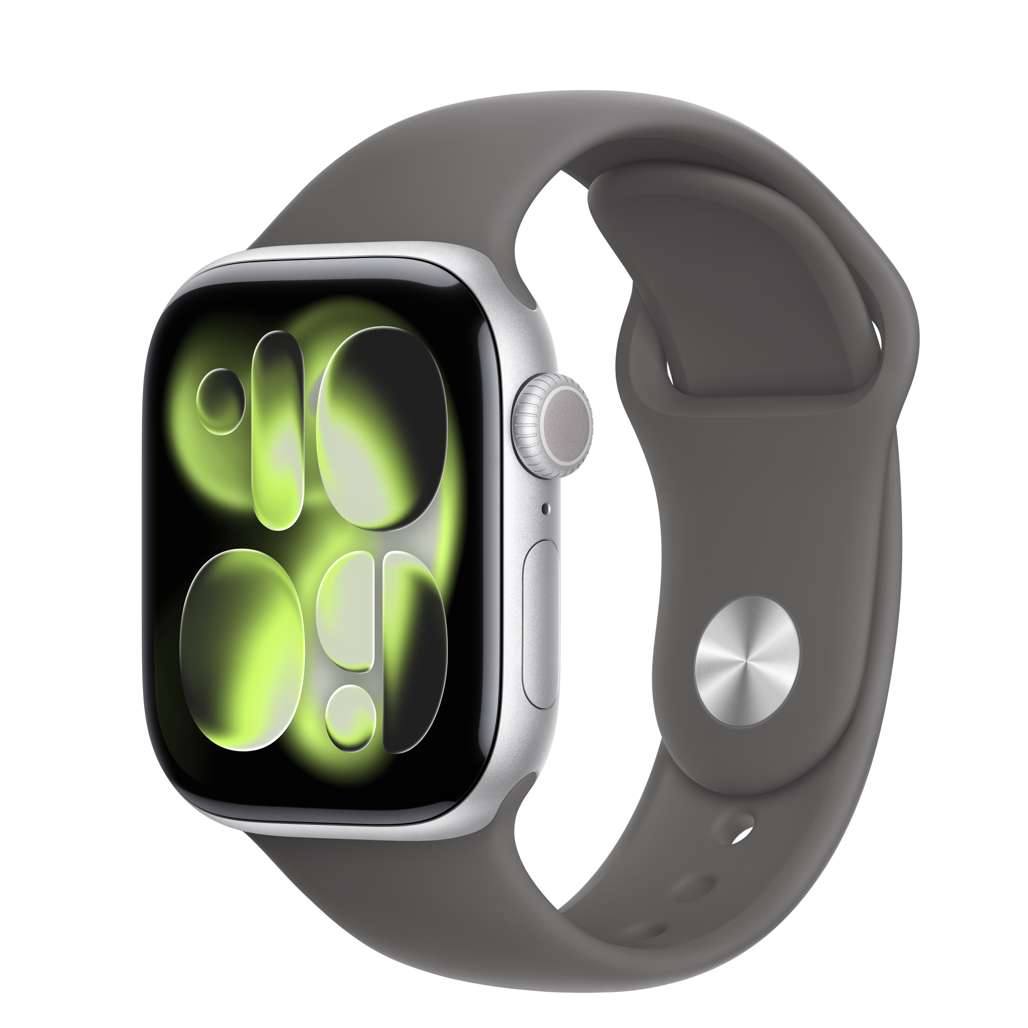Apple Watch Series 11 GPS + Cellular, Boîtier en aluminium argent de 42 mm, Bracelet Sport gris minéral - S/M