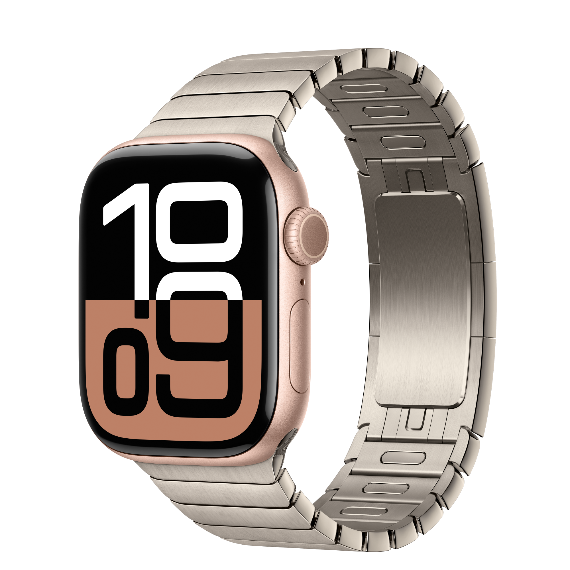 Apple Watch Series 10 GPS, 42 mm-es rozéarany alumíniumtok, natúr fémszíj