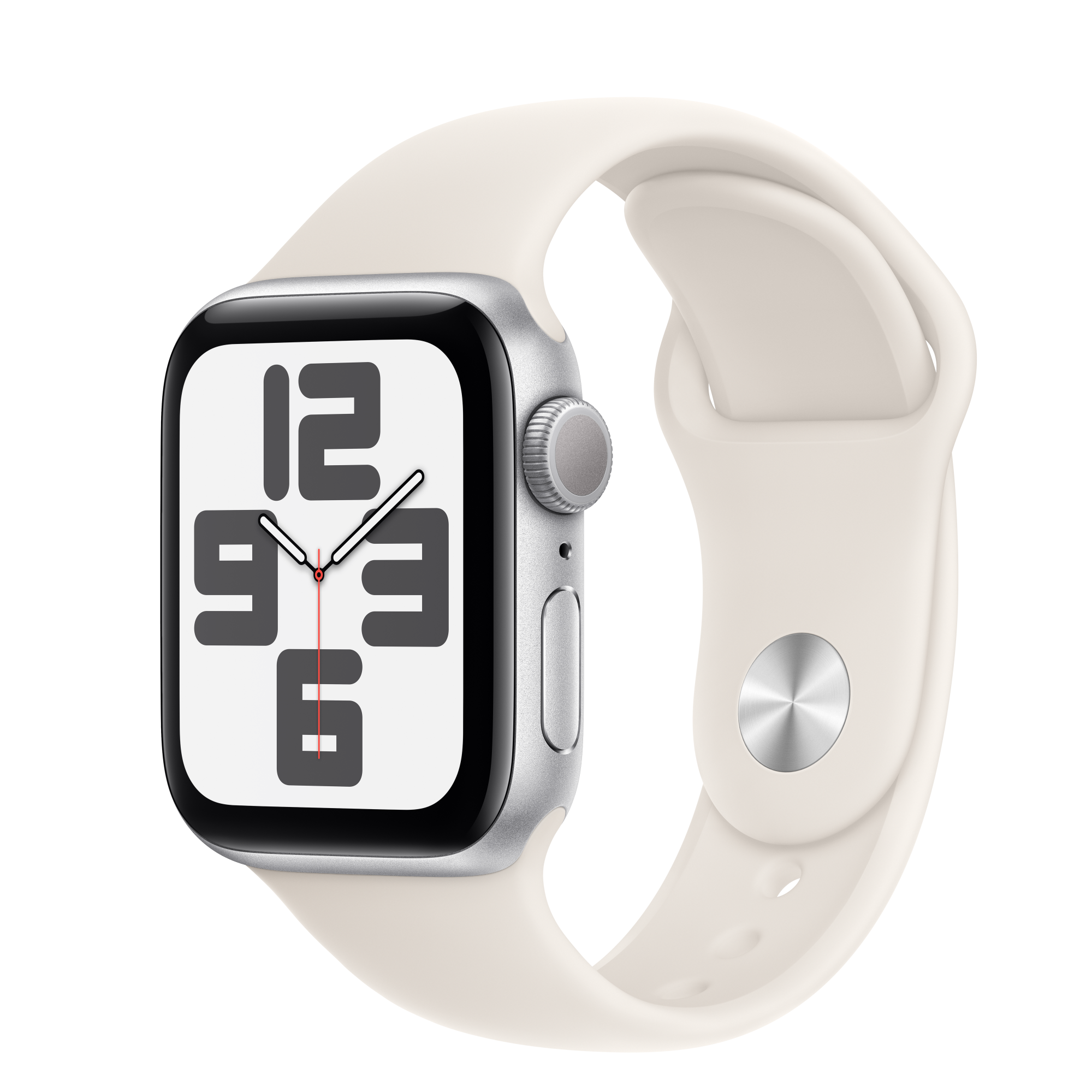 Apple Watch SE GPS, 40mm Silver Aluminium Case with Starlight Sport Band - S/M