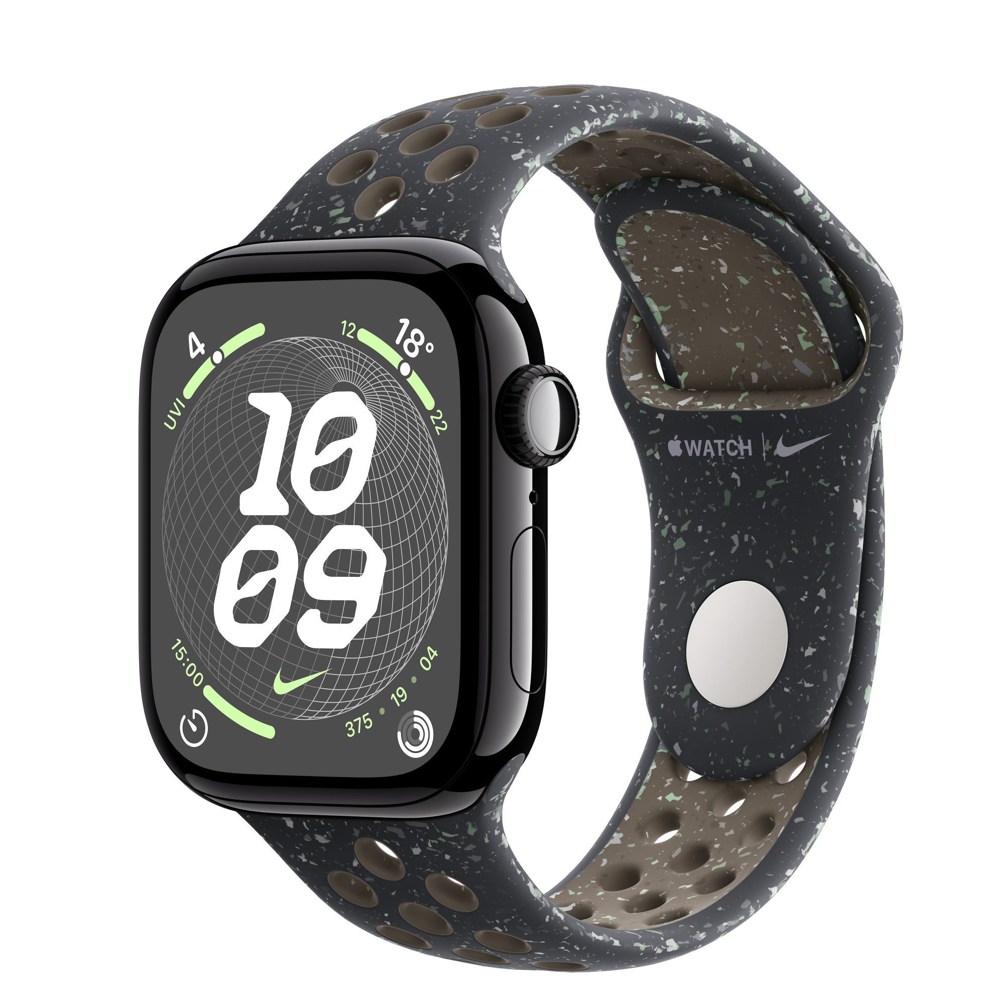 Apple Watch Series 10 GPS + Cellular, 42mm Jet Black Aluminium Case with Midnight Sky Nike Sport Band - S/M