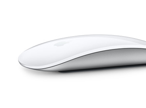 Magic Mouse, white multi-touch surface, silver aluminium body