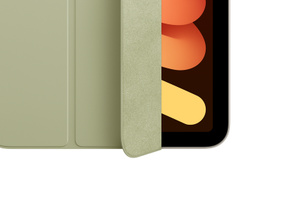Smart Folio for iPad mini in green, one panel folded back to reveal iPad screen