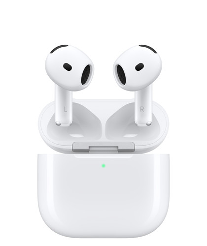 AirPods 4 avec Réduction active du bruit et Boîtier de charge sans fil, bords arrondis, voyant d’alimentation LED externe