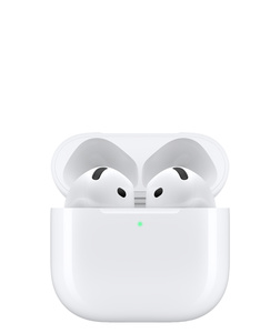 AirPods&nbsp;5 in geopende oplaadcase, afgeronde randen, ledlampje voor het batterijniveau aan de buitenkant