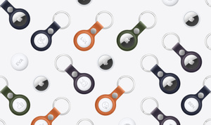 AirTag and AirTag FineWoven Key Ring, available in a selection of colors, the key ring accessory covers the outer edge and displays the front with Apple logo or the back with custom engraving