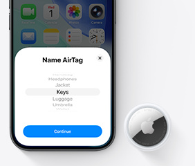 iPhone and AirTag, Name AirTag screen