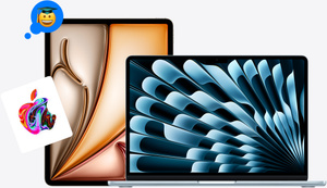 Tapbackのリアクション：笑っている卒業生のジェン文字、Apple製品：スターライトの13インチiPad Air、Apple Gift Card、スカイブルーの13インチMacBook Air