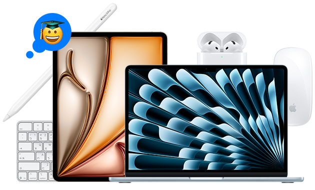 Apple 產品與點按回應：露齒而笑的畢業生 Genmoji、13 吋 iPad Air、Apple Pencil Pro、白色巧控滑鼠、白色巧控鍵盤、AirPods 4 及天藍色 13 吋 MacBook Air