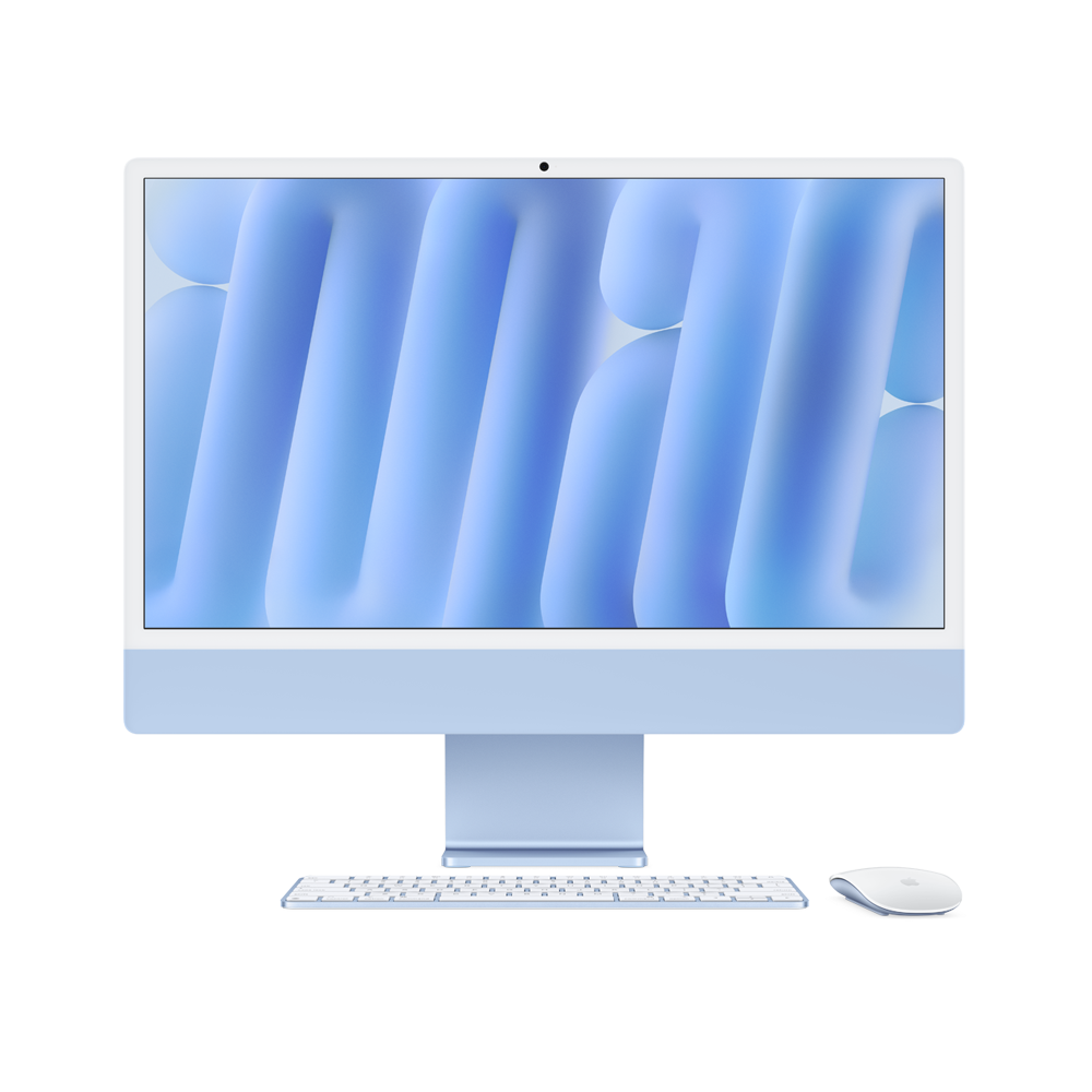 24-inch iMac with Retina 4.5K display: Apple M4 chip with 10‑core CPU and 10‑core GPU, 16GB, 512GB SSD - Blue – MWV33AE/A