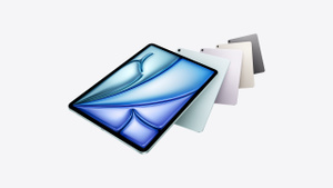 iPad&nbsp;Air in all four available colours: Blue, Purple, Starlight, Space Grey