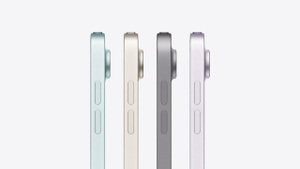 Four models, Side exterior, iPad Air, volume-up button, volume-down button, rounded corners, raised single-lens camera 