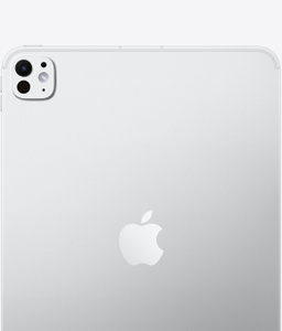 iPad Pro, Back exterior, silver, Apple logo in the center, pro camera system