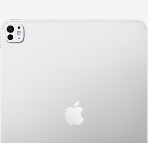 iPad Pro, Back exterior, silver, Apple logo in the center, pro camera system