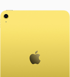 iPad, back exterior, yellow, Apple logo in the centre, single-lens camera