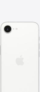 iPhone 16e, Rückseite, Weiß, 2-in-1 Kamera-System, Apple Logo in der Mitte