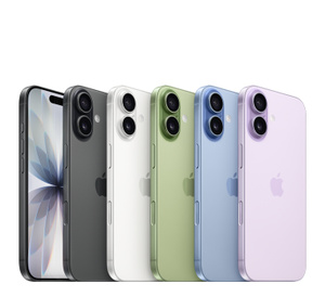 全5色のiPhone 17：ブラック、ホワイト、セージ、ミストブルー、ラベンダー