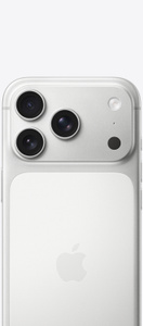 iPhone 17 Pro, back exterior, silver color, Pro Fusion camera system, centered Apple logo