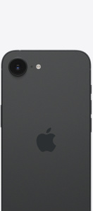 iPhone 17e, black color, back exterior, Fusion camera system, centered Apple logo