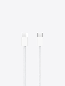 USB‑C auf USB‑C Ladekabel, weiße Anschlüsse, gewebtes Kabel in Weiß