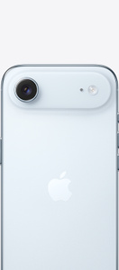 iPhone Air, Farbe Himmelblau, Fusion Kamera-System, Apple Logo in der Mitte