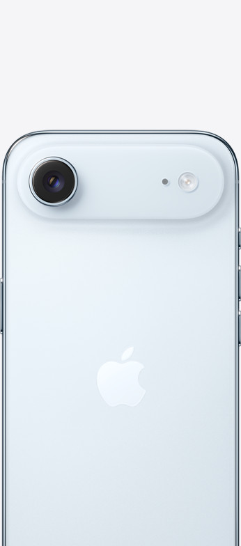 iPhone Air, Farbe Himmelblau, Fusion Kamera-System, Apple Logo in der Mitte