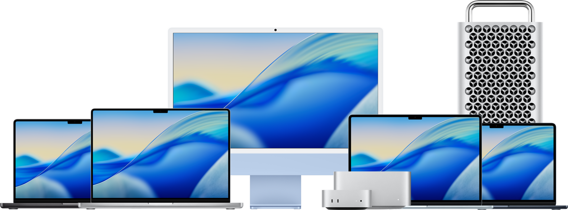 Mac models: 14-inch MacBook Pro, 16-inch MacBook Pro, iMac, Mac mini, Mac Studio, 15-inch MacBook Air, 13-inch MacBook Air, Mac Pro