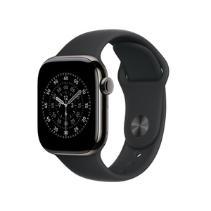 Refurbished Apple Watch Series 11 GPS + Cellular, 42mm Slate Titanium Case with S/M Black Sport Band