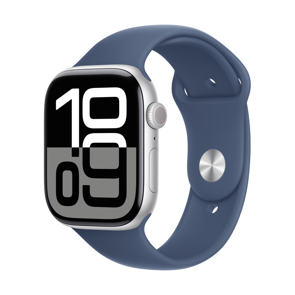 Apple Watch Series 10（GPSモデル）- 46mmシルバーアルミニウムケースとM/Lデニムスポーツバンド [整備済製品]