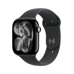 Refurbished Apple Watch Series 11 GPS, 46mm Jet Black Aluminum Case with M/L Black Sport Band