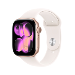 Refurbished Apple Watch Series 11 GPS, 46mm Rose Gold Aluminum Case with S/M Light Blush Sport Band