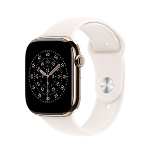 Refurbished Apple Watch Series 11 GPS + Cellular, 46mm Gold Titanium Case with M/L Light Blush Sport Band